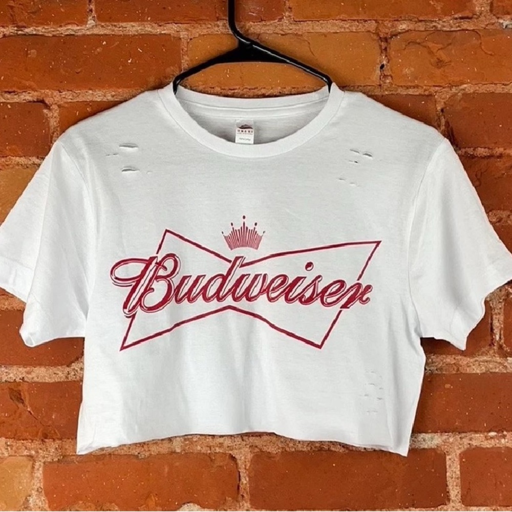 Distressed Budweiser Crop Top